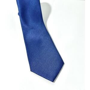 Calvin Klein Men’s Tie Blue Textured Skinny Necktie Polyester Size 57" Classic